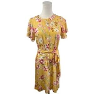 Kachel‎ Anthropologie Floral Dress Silk Blend Flutter Sleeve Yellow Size 8 $199